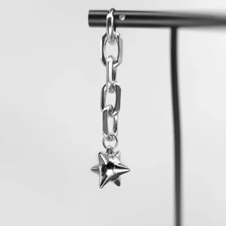 Large Chain Earrings with Ball Spike Charm