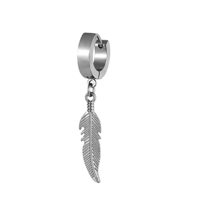 Hoop Earrings with Feather Shape Design - Image 8