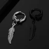 Bold Earrings with Feather Shape Decor - Image 3