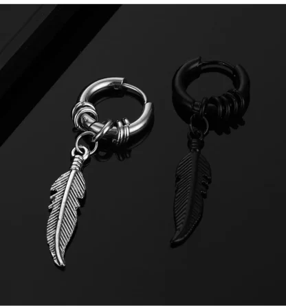 Bold Earrings with Feather Shape Decor - Image 3