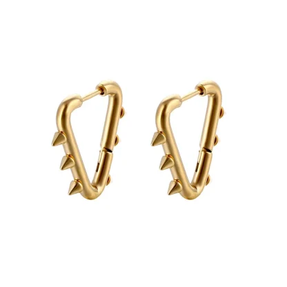 Huggie Hinged Earrings with Spike Decor - Image 6