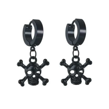 Black Earrings with Bar and Star Charm - Image 2