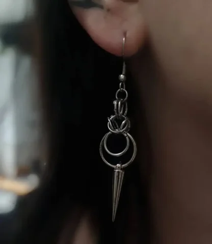 Bold Dangle Earrings with Spike Design - Image 3