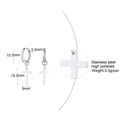 Classic Hoop Earring with Cross Charm - Image 15