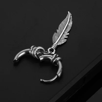 Bold Earrings with Feather Shape Decor - Image 2
