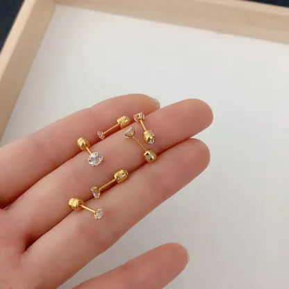 Mini Stud Earrings with Bling Design - Image 4