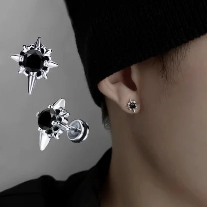 Intricate Stud Earrings with Star Design - Image 2