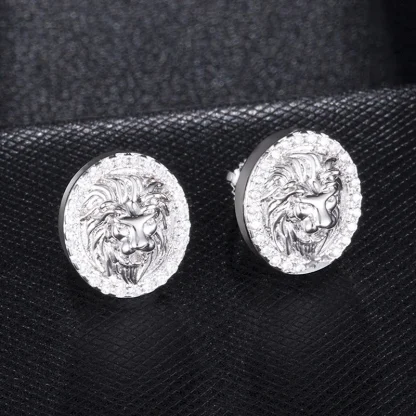 Luxury Stud Earrings with Lion Embossed - Image 3