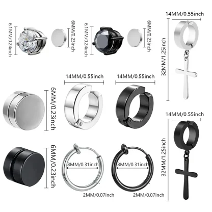 Non-pierced Cuff Earrings with Cross Charm - Image 13