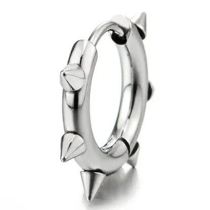Huggie Hinged Earrings with Spike Decor - Image 4