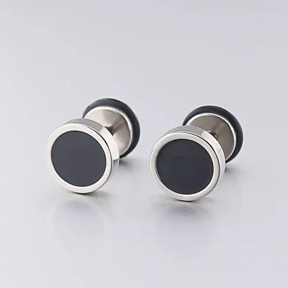 Timeless Stud Earrings with Two Tone Design - Image 3