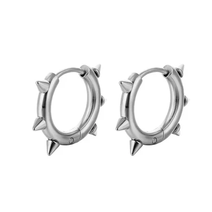Huggie Hinged Earrings with Spike Decor - Image 7
