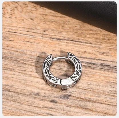 Bold Huggie Earrings with Carved Design - Image 8