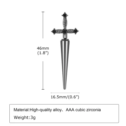 Gothic Sword Shaped Earrings for Men - Image 7