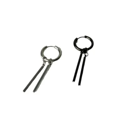 Geometric Bar Earrings with Hoop Design - Image 6