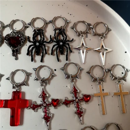 Stylish Huggie Earrings with Cross Decor - Image 7