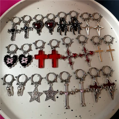 Stylish Huggie Earrings with Cross Decor - Image 10