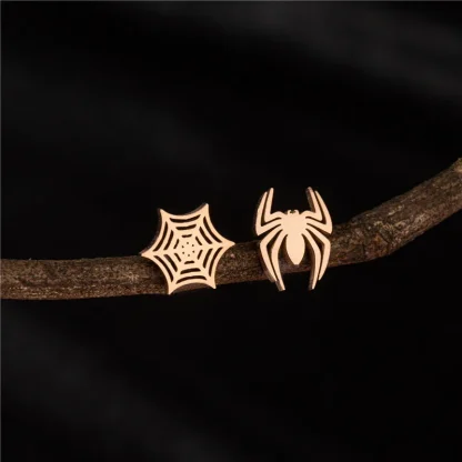 Spider and Cobweb Shape Stud Earrings - Image 6