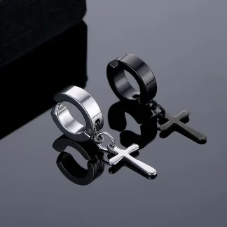 Non-pierced Cuff Earrings with Cross Charm