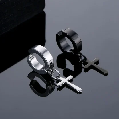 Non-pierced Cuff Earrings with Cross Charm