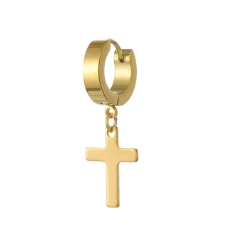 Huggie Earrings with Cross Charm Design