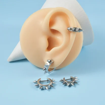 Hoop Spike Earrings for Cartilage - Image 3