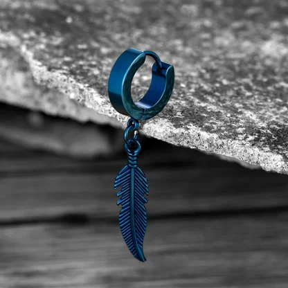 Hoop Earrings with Feather Shape Design - Image 4