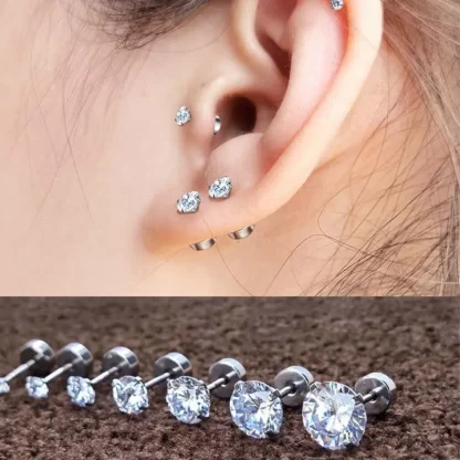 Mini Stud Earrings with Bling Design - Image 8