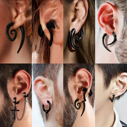 Chain Dangle Earrings with Double Cross - Image 5