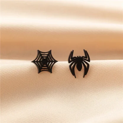 Spider and Cobweb Shape Stud Earrings - Image 7