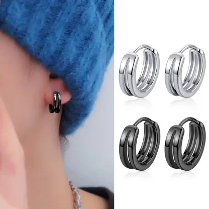 Trendy Double Ring Hoop Earrings - Image 6