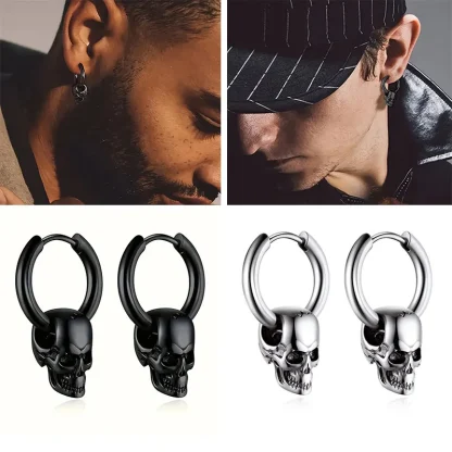 Gothic Hoop Earrings with Skull Design - Image 5