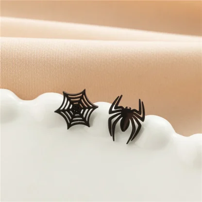 Spider and Cobweb Shape Stud Earrings - Image 8