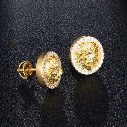 Luxury Stud Earrings with Lion Embossed - Image 4