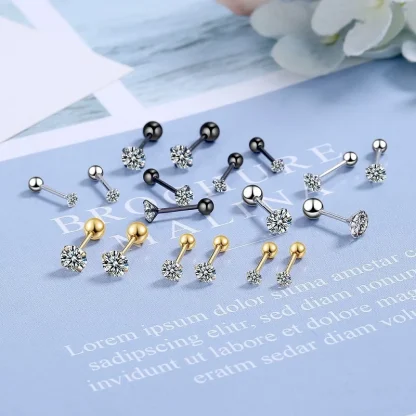 Mini Stud Earrings with Bling Design - Image 9