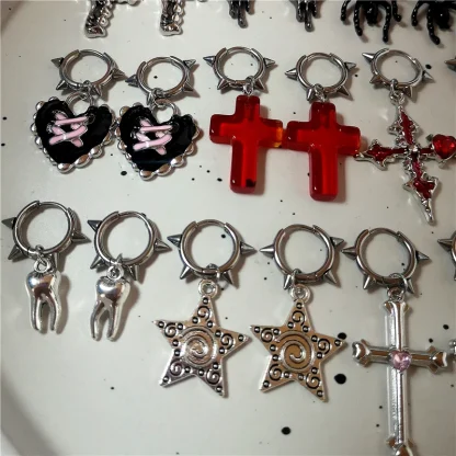 Stylish Huggie Earrings with Cross Decor - Image 8