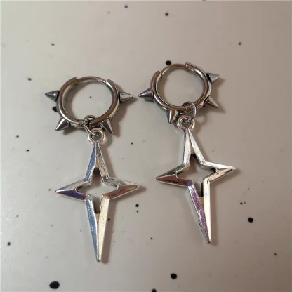Stylish Huggie Earrings with Cross Decor - Image 3