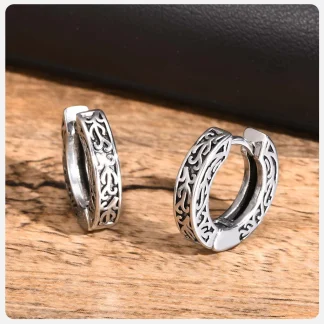 Bold Huggie Earrings with Carved Design