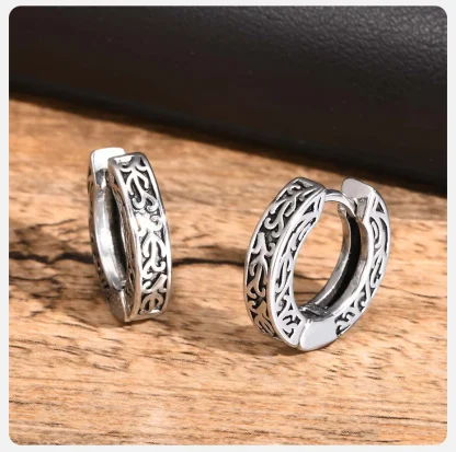 Bold Huggie Earrings with Carved Design