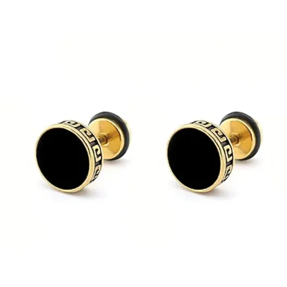 Round Stud Earrings with Stylish Trim Design - Image 2