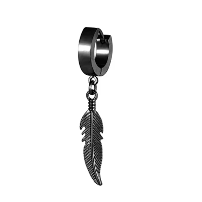 Hoop Earrings with Feather Shape Design - Image 5