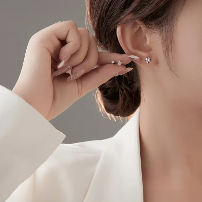 Mini Stud Earrings with Bling Design - Image 3