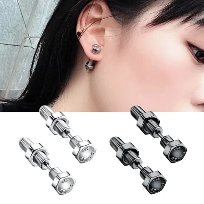 Stylish Stud Earrings with Screw Bolt Design - Image 6