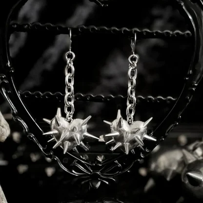 Dangle Heart Earrings with Spike Design - Image 3