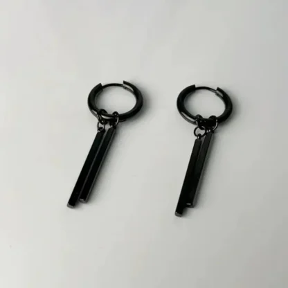 Geometric Bar Earrings with Hoop Design - Image 5