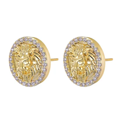 Luxury Stud Earrings with Lion Embossed - Image 7
