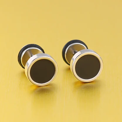 Timeless Stud Earrings with Two Tone Design - Image 2