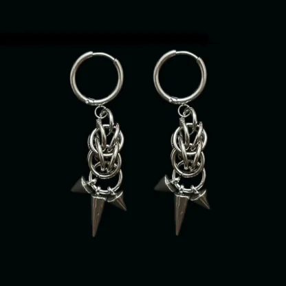 Hoop Earrings with Round and Spike Decor - Image 5
