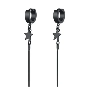 Black Earrings with Bar and Star Charm