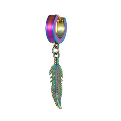 Hoop Earrings with Feather Shape Design